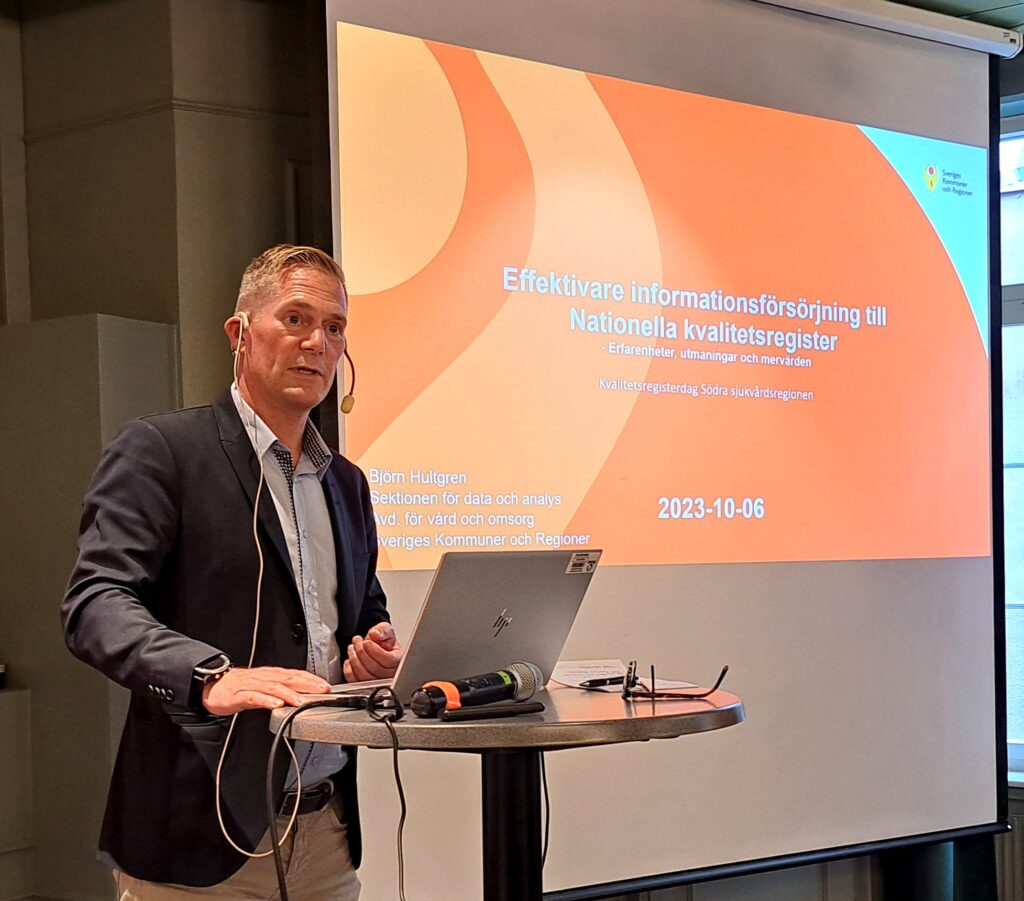 Björn Hultgren föreläser på registerdagen i Hässleholm 2023.