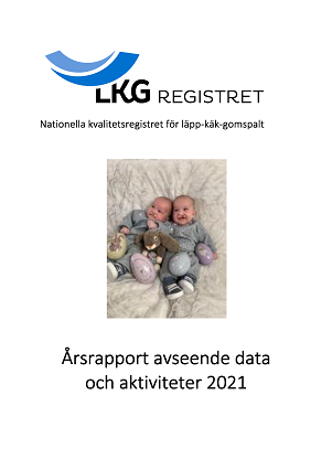 Miniatyr av framsidan på årsrapporten. Förutom titel på rapporten finns en bild på två leende barn med LKG.