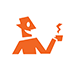Tecknad figur: gubbe som håller i en rykande kaffekopp.